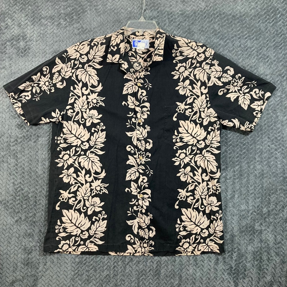 RJC Shirt Mens XL 102 Black Floral Button-down Aloha Hawaii USA